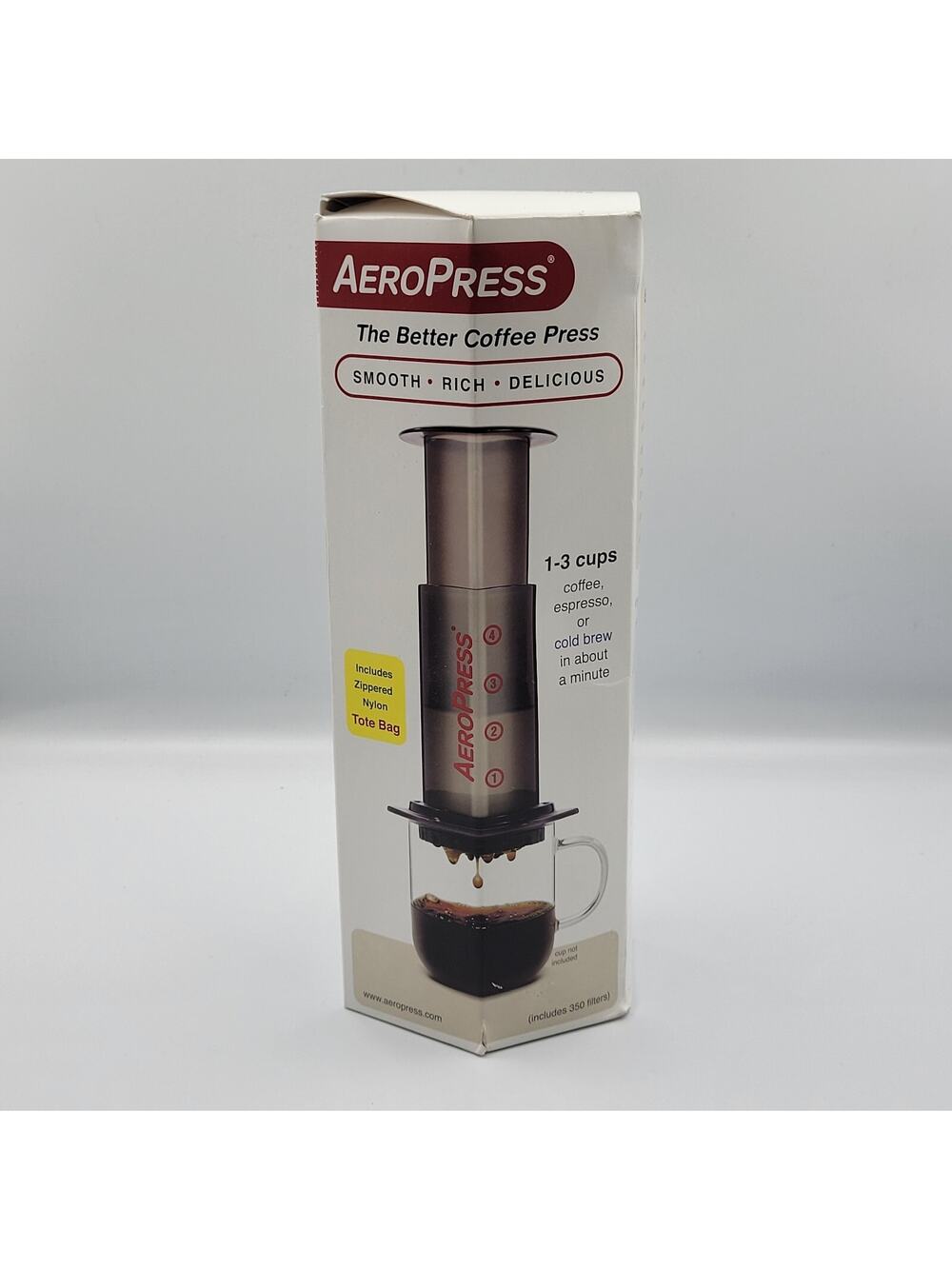 NEW AeroPress Coffee & Espresso Maker French Press Cold Brew Tote Bag & Filters
